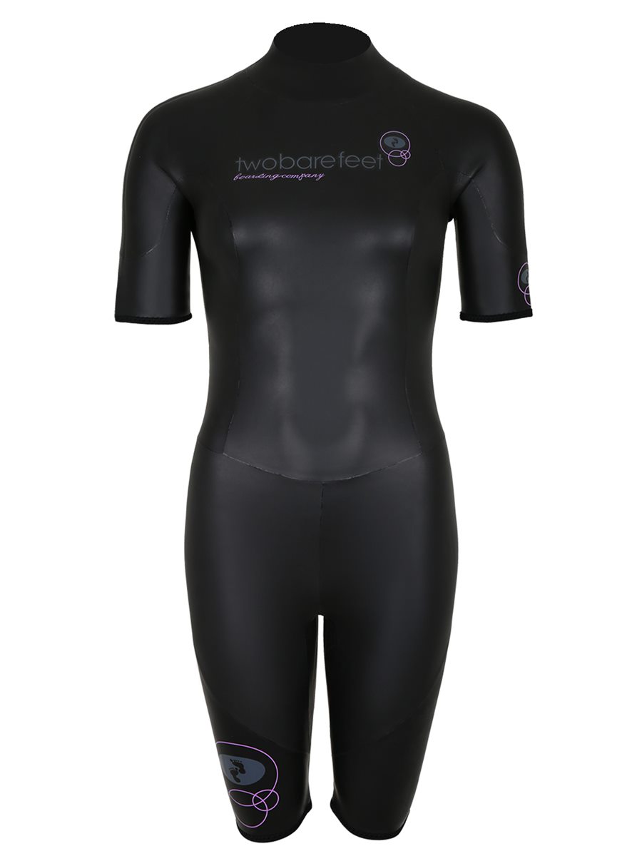 Two Bare Feet T3 Shorty Womens Triathlon Wetsuit (Black / Lilac)
