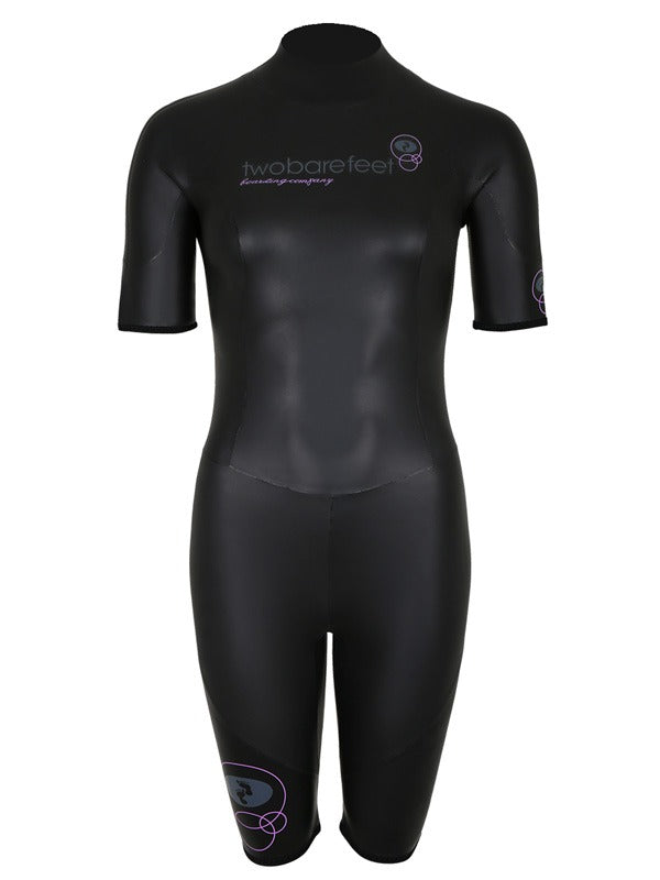 Two Bare Feet T3 Shorty Womens Triathlon Wetsuit (Black / Lilac)