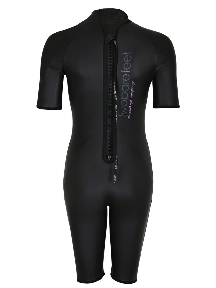 Two Bare Feet T3 Shorty Womens Triathlon Wetsuit (Black / Lilac)