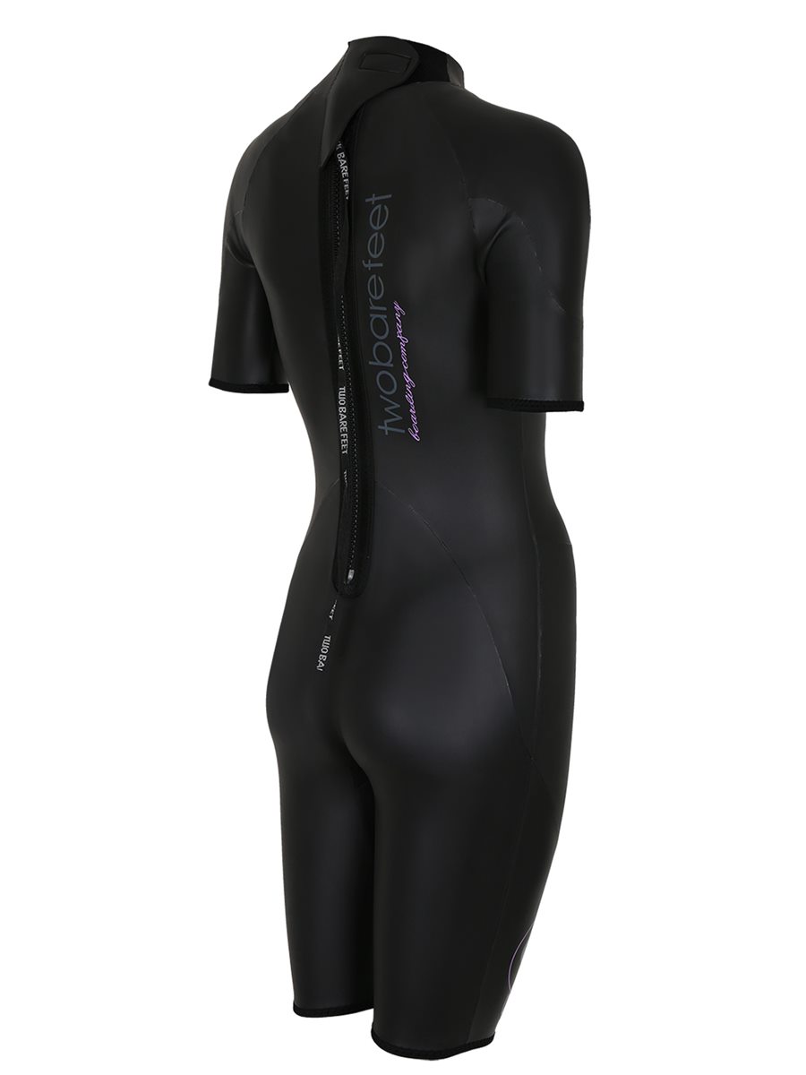 Two Bare Feet T3 Shorty Womens Triathlon Wetsuit (Black / Lilac)