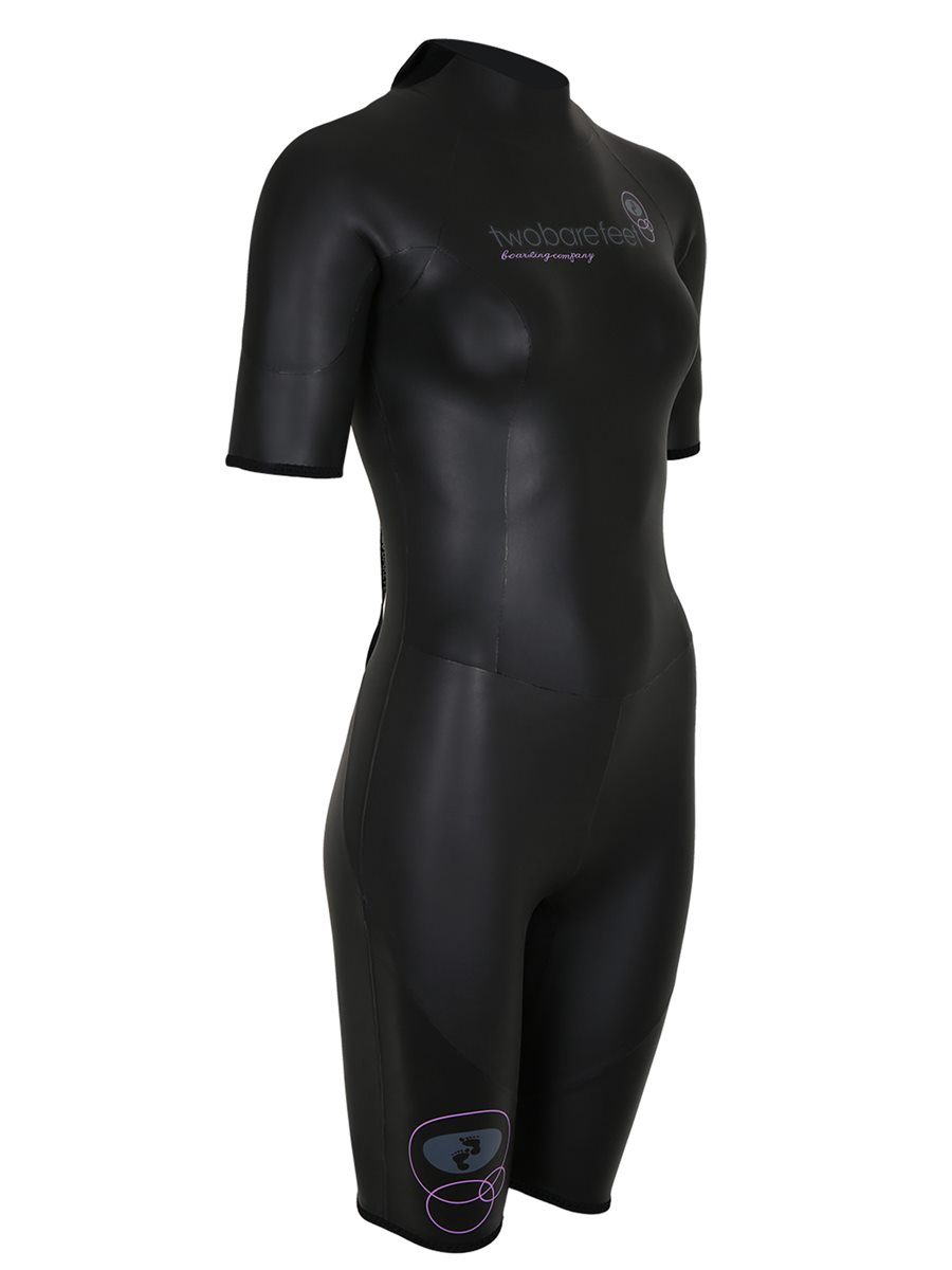 Two Bare Feet T3 Shorty Womens Triathlon Wetsuit (Black / Lilac)