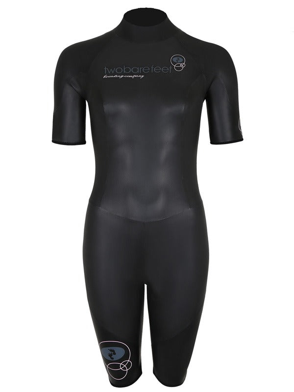 Two Bare Feet T3 Shorty Womens Triathlon Wetsuit (Black / Pink)