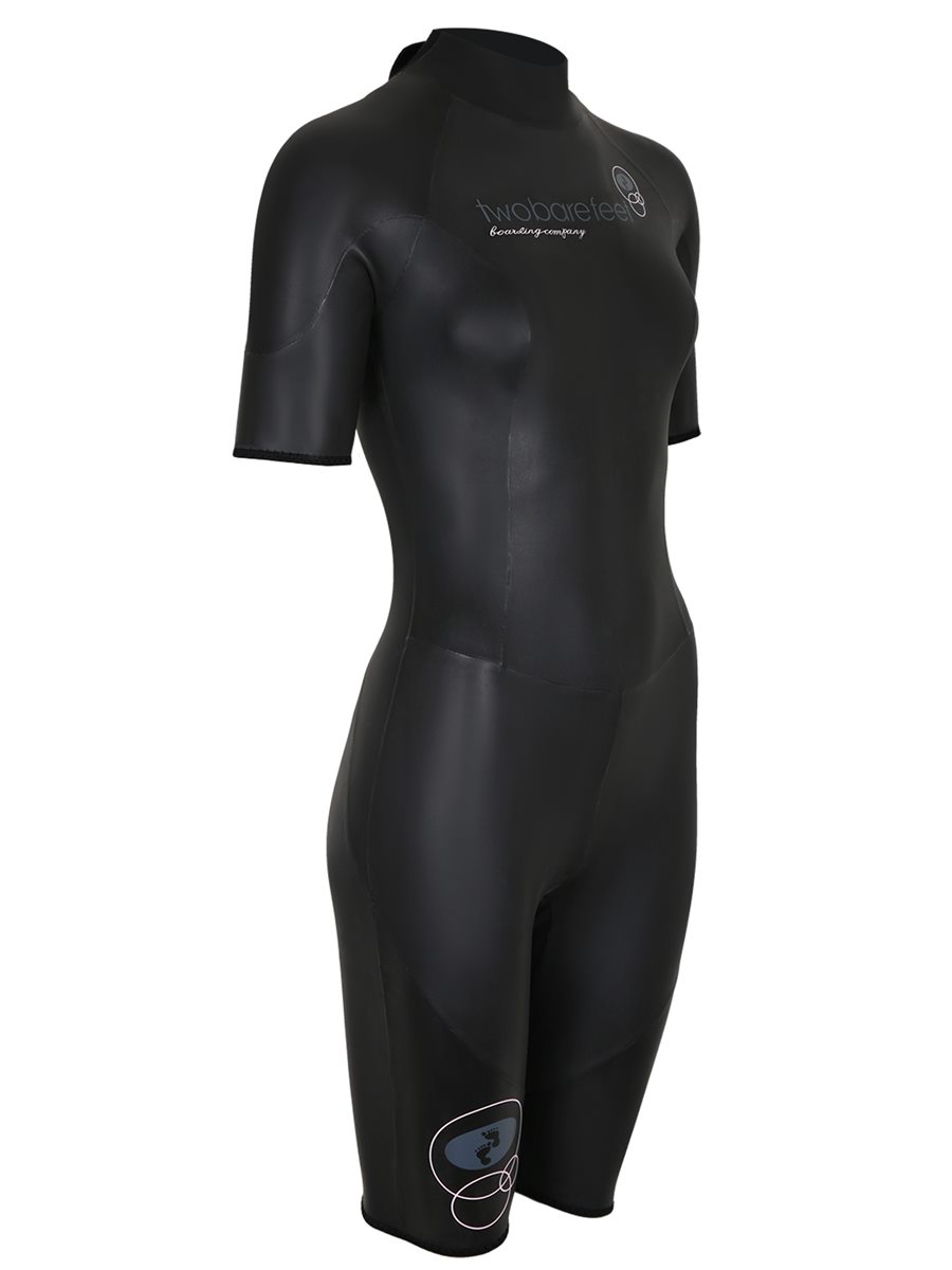 Two Bare Feet T3 Shorty Womens Triathlon Wetsuit (Black / Pink)