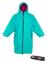 Two Bare Feet Kids Weatherproof Changing Robe with Changing Mat (Teal/Raspberry)