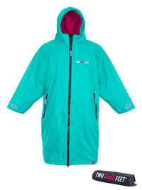 Two Bare Feet Weatherproof Changing Robe with Changing Mat (Teal/Raspberry)