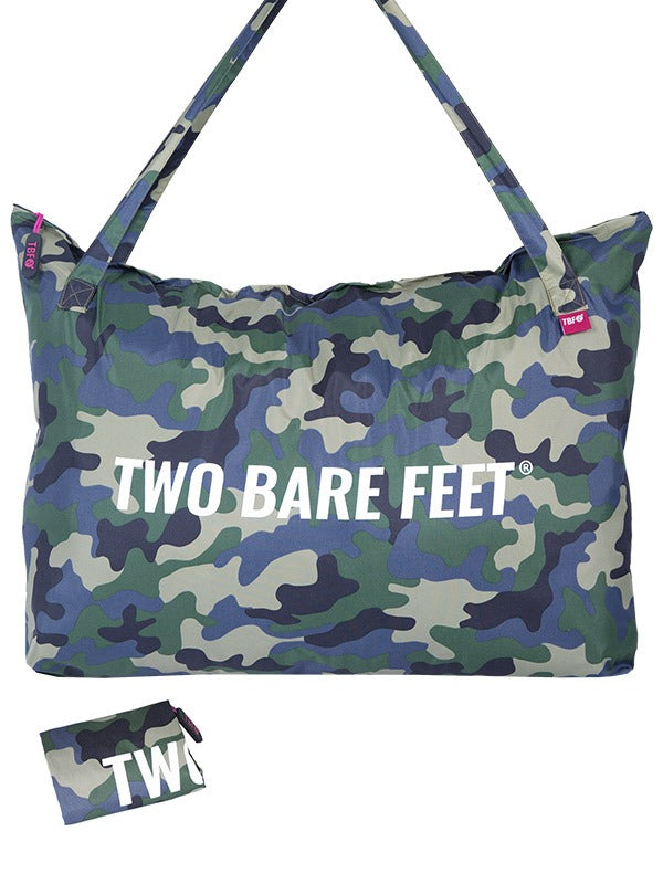 Two Bare Feet Weatherproof Tote Bag (Green Camo/Raspberry)