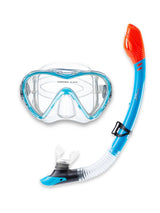 Two Bare Feet Adult Silicone Mask, Dry Top Snorkel & F70 Fins 3 Piece Set 3 (Aqua)