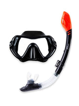Two Bare Feet Adult Silicone Dry Top Snorkel, Silicone Mask & F70 fins Set (Black)