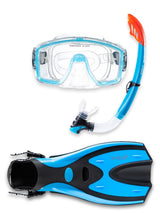 Two Bare Feet Adult Silicone Mask, Snorkel & F70 Fins 3 Piece Set 1 (Aqua)