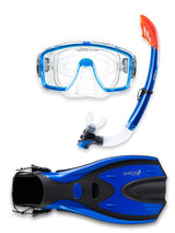 Two Bare Feet Adult Silicone Mask, Snorkel & F70 Fins 3 Piece Set 1 (Blue)