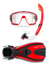 Two Bare Feet Adult Silicone Mask, Snorkel & F70 Fins 3 Piece Set 1 (Red)
