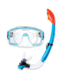 Two Bare Feet Adult Silicone Mask, Snorkel & F70 Fins 3 Piece Set 1 (Aqua)