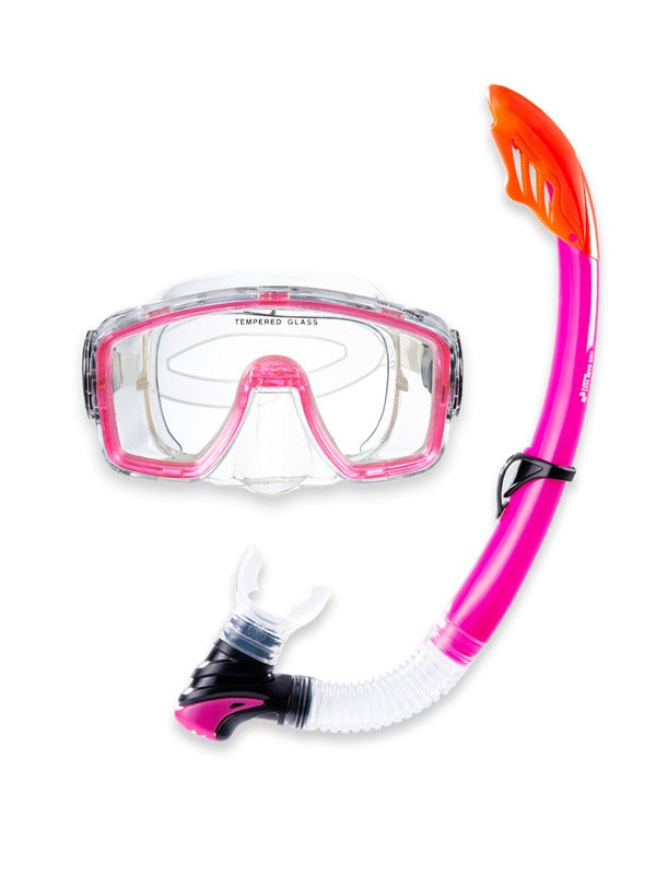 Two Bare Feet Adult Silicone Mask, Snorkel & F70 Fins 3 Piece Set 1 (Pink)