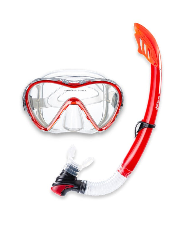 Two Bare Feet Adult Silicone Mask, Snorkel & F70 Fins 3 Piece Set 3 (Red)