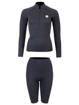 Two Bare Feet Unisex Perspective Half Zip 2.5mm Wetsuit Jacket & Shorts Set (Black)