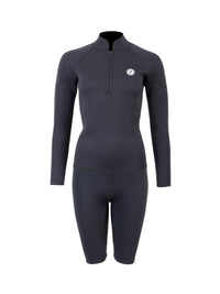 Two Bare Feet Unisex Perspective Half Zip 2.5mm Wetsuit Jacket & Shorts Set (Black)