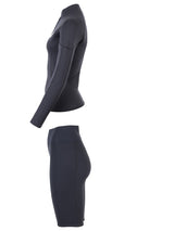 Two Bare Feet Unisex Perspective Half Zip 2.5mm Wetsuit Jacket & Shorts Set (Black)