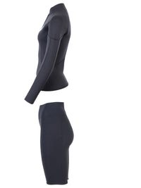 Two Bare Feet Unisex Perspective Half Zip 2.5mm Wetsuit Jacket & Shorts Set (Black)