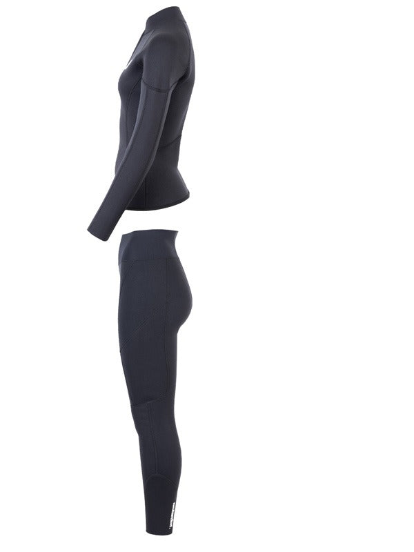 Two Bare Feet Unisex Perspective Half Zip 2.5mm Wetsuit Jacket & Pants Set (Black)