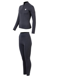 Two Bare Feet Unisex Perspective Half Zip 2.5mm Wetsuit Jacket & Pants Set (Black)