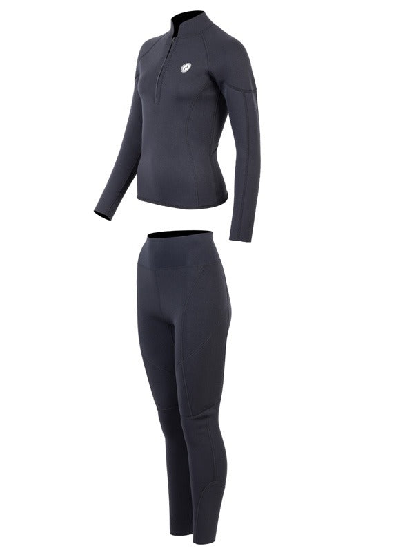 Two Bare Feet Unisex Perspective Half Zip 2.5mm Wetsuit Jacket & Pants Set (Black)