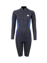 Two Bare Feet Unisex Perspective Half Zip 2.5mm Wetsuit Jacket & Shorts Set (Black/Blue)