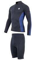 Two Bare Feet Perspective Half Zip 2.5mm Wetsuit Jacket & Shorts Set (Black/Blue)