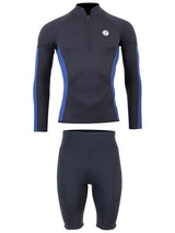 Two Bare Feet Perspective Half Zip 2.5mm Wetsuit Jacket & Shorts Set (Black/Blue)