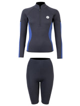 Two Bare Feet Unisex Perspective Half Zip 2.5mm Wetsuit Jacket & Shorts Set (Black/Blue)