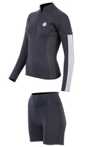 Two Bare Feet Unisex Perspective Half Zip 2.5mm Wetsuit Jacket & Hotpants Set (Black/Grey/Grey)