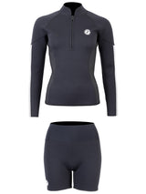 Two Bare Feet Unisex Perspective Half Zip 2.5mm Wetsuit Jacket & Hotpants Set (Black/Grey/Grey)