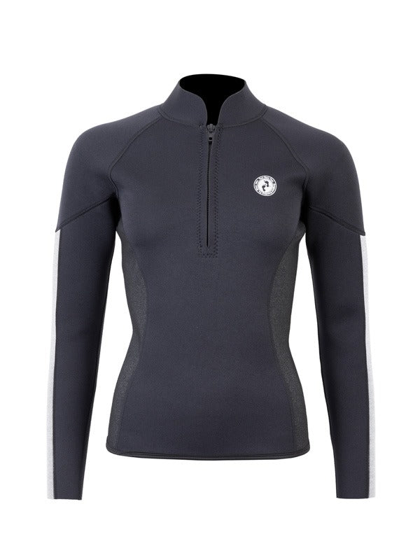 Two Bare Feet Unisex Perspective Half Zip 2.5mm Wetsuit Jacket & Hotpants Set (Black/Grey/Grey)