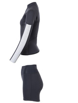 Two Bare Feet Unisex Perspective Half Zip 2.5mm Wetsuit Jacket & Hotpants Set (Black/Grey/Grey)