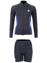 Two Bare Feet Unisex Perspective Full Zip 2.5mm Wetsuit Jacket & Hotpants Set (Black/Blue)