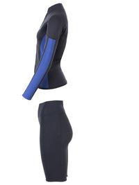 Two Bare Feet Unisex Perspective Full Zip 2.5mm Wetsuit Jacket & Shorts Set (Black/Blue)