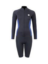 Two Bare Feet Unisex Perspective Full Zip 2.5mm Wetsuit Jacket & Shorts Set (Black/Blue)