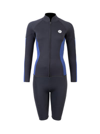 Two Bare Feet Unisex Perspective Full Zip 2.5mm Wetsuit Jacket & Shorts Set (Black/Blue)