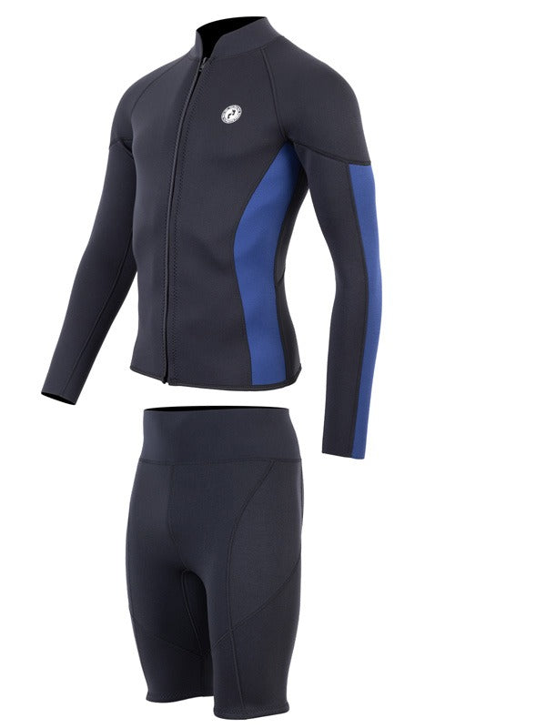 Two Bare Feet Perspective Full Zip 2.5mm Wetsuit Jacket & Shorts Set (Black/Blue)