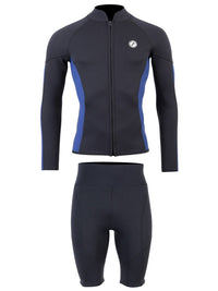 Two Bare Feet Perspective Full Zip 2.5mm Wetsuit Jacket & Shorts Set (Black/Blue)