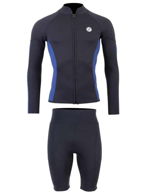 Two Bare Feet Perspective Full Zip 2.5mm Wetsuit Jacket & Shorts Set (Black/Blue)