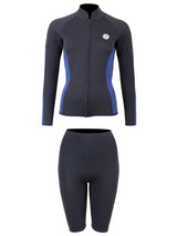 Two Bare Feet Unisex Perspective Full Zip 2.5mm Wetsuit Jacket & Shorts Set (Black/Blue)