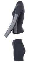 Two Bare Feet Unisex Perspective Half Zip 2.5mm Wetsuit Jacket & Hotpants Set (Black/Grey)