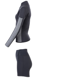 Two Bare Feet Unisex Perspective Half Zip 2.5mm Wetsuit Jacket & Hotpants Set (Black/Grey)