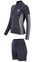 Two Bare Feet Unisex Perspective Half Zip 2.5mm Wetsuit Jacket & Hotpants Set (Black/Grey)