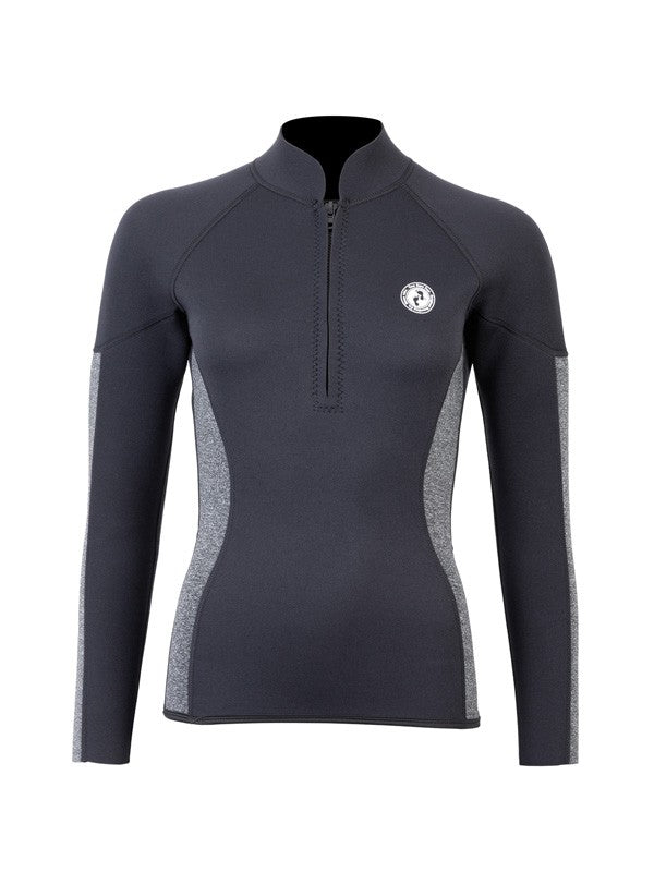 Two Bare Feet Unisex Perspective Half Zip 2.5mm Wetsuit Jacket & Pants Set (Black/Grey)