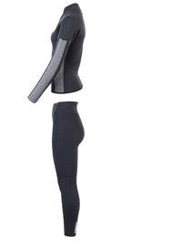 Two Bare Feet Unisex Perspective Half Zip 2.5mm Wetsuit Jacket & Pants Set (Black/Grey)