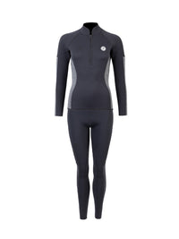 Two Bare Feet Unisex Perspective Half Zip 2.5mm Wetsuit Jacket & Pants Set (Black/Grey)