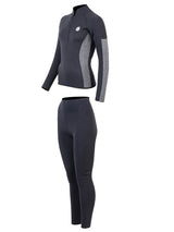 Two Bare Feet Unisex Perspective Half Zip 2.5mm Wetsuit Jacket & Pants Set (Black/Grey)