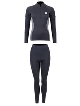 Two Bare Feet Unisex Perspective Half Zip 2.5mm Wetsuit Jacket & Pants Set (Black/Grey)