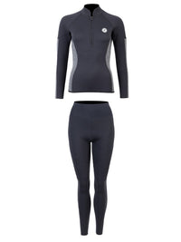 Two Bare Feet Unisex Perspective Half Zip 2.5mm Wetsuit Jacket & Pants Set (Black/Grey)